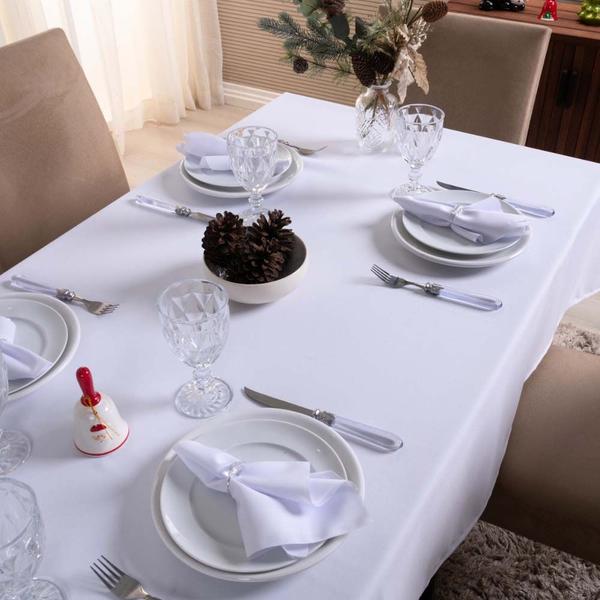 Imagem de Toalha de Mesa Basic Lisa Oxford Decoração 2,00m x 1,40m para 6 Lugares - Branco