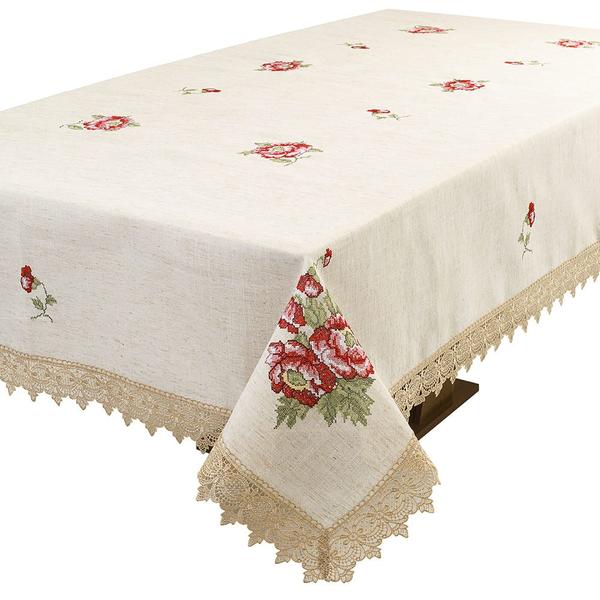 Toalha De Mesa Bege 16 Lugares Rafimex Imagem de Toalha De Mesa Bege 16 Lugares Rafimex