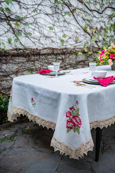 Toalha De Mesa Bege 16 Lugares Rafimex Imagem de Toalha De Mesa Bege 16 Lugares Rafimex