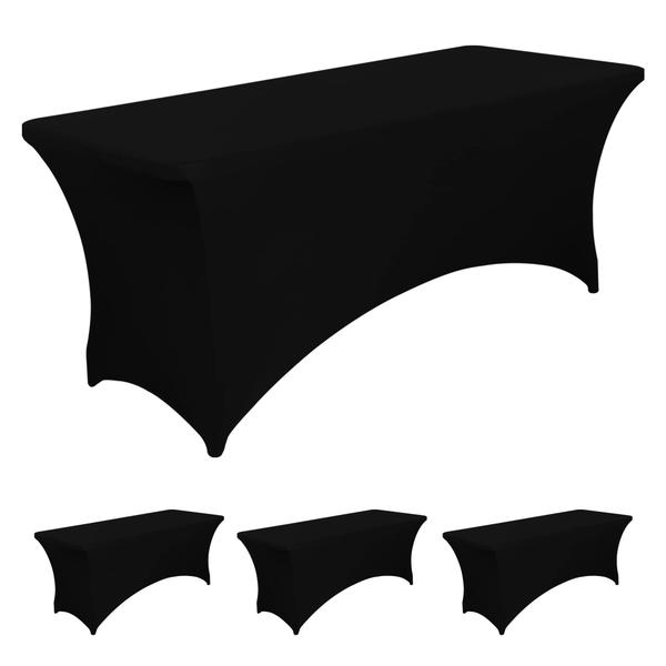 Toalha de mesa BIFENBI preta ajustada de 6 pés para mesa retangular x4 Imagem de Toalha de mesa BIFENBI preta ajustada de 6 pés para mesa retangular x4