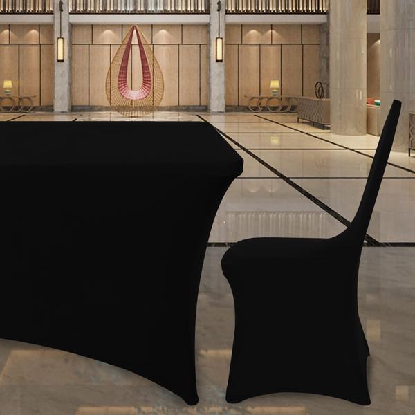 Toalha de mesa BIFENBI preta ajustada de 6 pés para mesa retangular x4 Imagem de Toalha de mesa BIFENBI preta ajustada de 6 pés para mesa retangular x4
