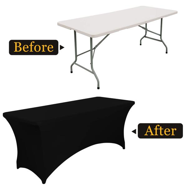 Toalha de mesa BIFENBI preta ajustada de 6 pés para mesa retangular x4 Imagem de Toalha de mesa BIFENBI preta ajustada de 6 pés para mesa retangular x4