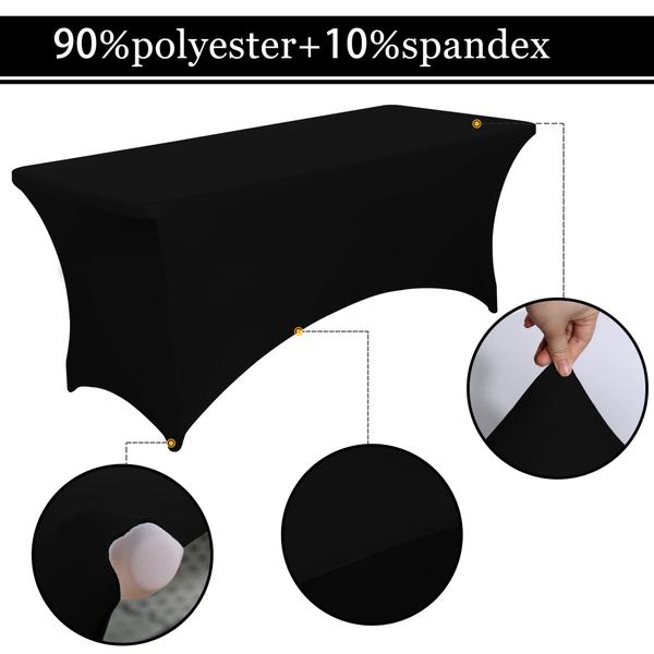 Toalha de mesa BIFENBI preta ajustada de 6 pés para mesa retangular x4 Imagem de Toalha de mesa BIFENBI preta ajustada de 6 pés para mesa retangular x4