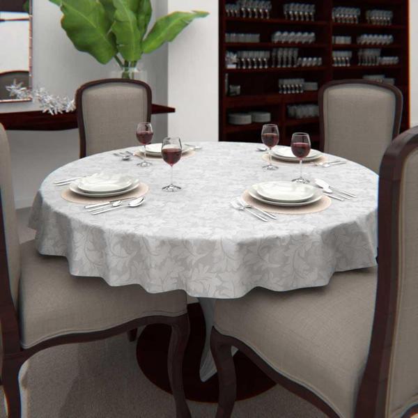 Toalha De Mesa Branca 4 Lugares Redonda Jacquard 1,40M - Mesa Chiq Imagem de Toalha De Mesa Branca 4 Lugares Redonda Jacquard 1,40M