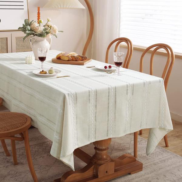 Toalha de mesa Chassic Farmhouse Style Linen 137 x 183 cm Marfim Imagem de Toalha de mesa Chassic Farmhouse Style Linen 137 x 183 cm Marfim
