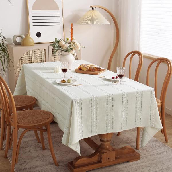 Imagem de Toalha de mesa Chassic Farmhouse Style Linen 137 x 183 cm Marfim