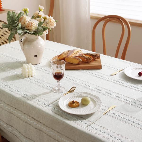 Toalha de mesa Chassic Farmhouse Style Linen 137 x 183 cm Marfim Imagem de Toalha de mesa Chassic Farmhouse Style Linen 137 x 183 cm Marfim