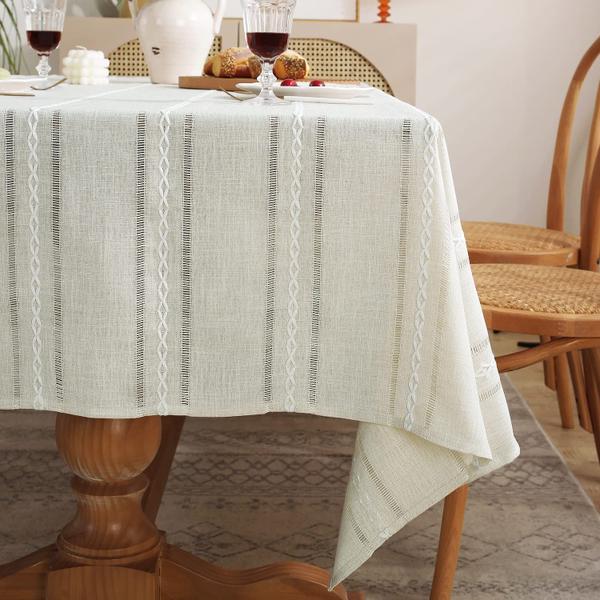 Imagem de Toalha de mesa Chassic Farmhouse Style Linen 137 x 183 cm Marfim