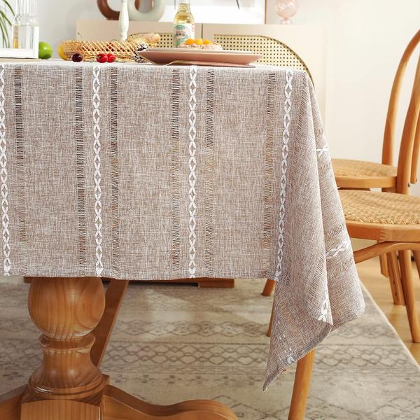 Imagem de Toalha de mesa Chassic Farmhouse Style Linen 152 x 305 cm Light Coffee