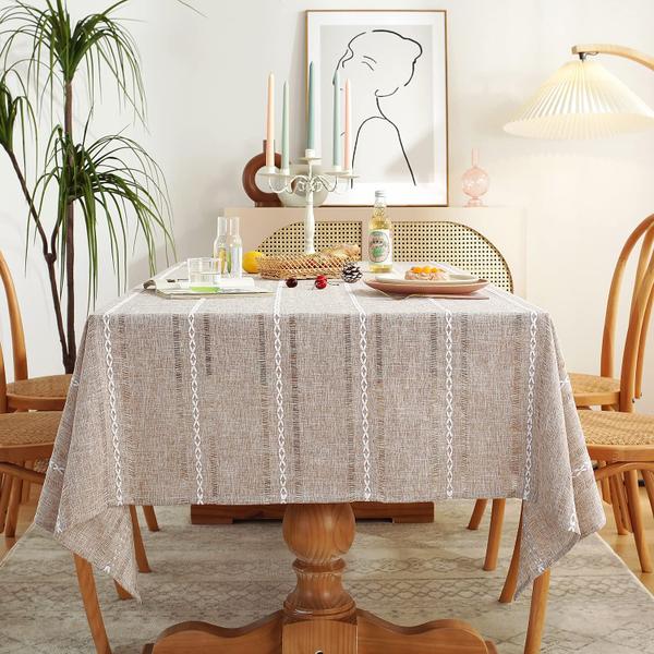 Toalha de mesa Chassic Farmhouse Style Linen 152x213cm Light Cof Imagem de Toalha de mesa Chassic Farmhouse Style Linen 152x213cm Light Cof