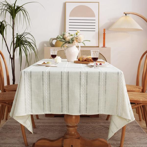 Imagem de Toalha de mesa Chassic Farmhouse Style Linen 152x264cm para T de 6 pés