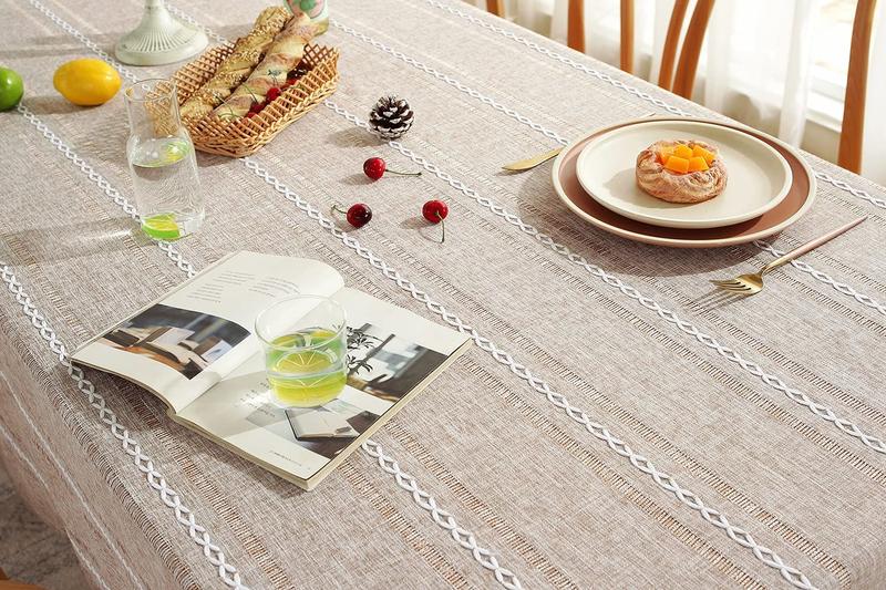 Imagem de Toalha de mesa Chassic Farmhouse Style Linen 54 x 72 polegadas Light Coffee