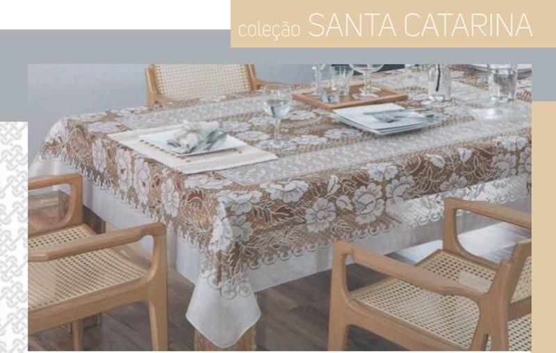 Imagem de Toalha de mesa -coleção Santa Catarina  -Cor Marrom - 1.60 m x 3.20 m -Para mesas com 10 cadeiras  