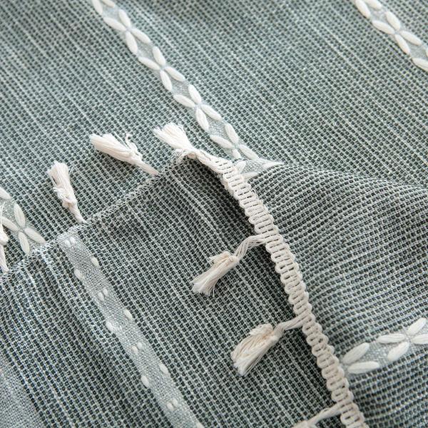 Toalha de mesa ColorBird Stitching Tassel, algodão, linho, 150 cm, cinza Imagem de Toalha de mesa ColorBird Stitching Tassel, algodão, linho, 150 cm, cinza