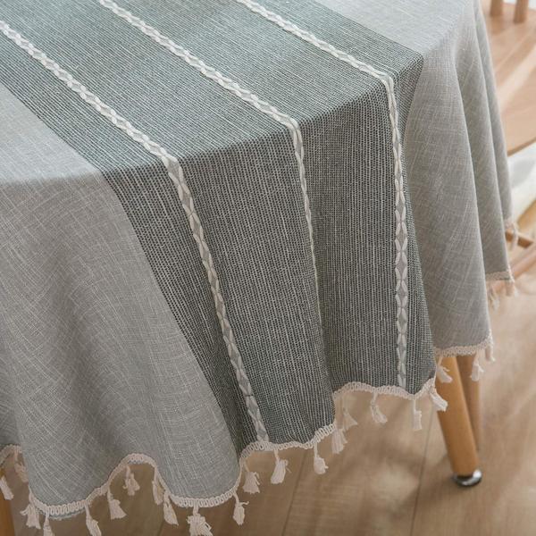 Toalha de mesa ColorBird Stitching Tassel, algodão, linho, 150 cm, cinza Imagem de Toalha de mesa ColorBird Stitching Tassel, algodão, linho, 150 cm, cinza
