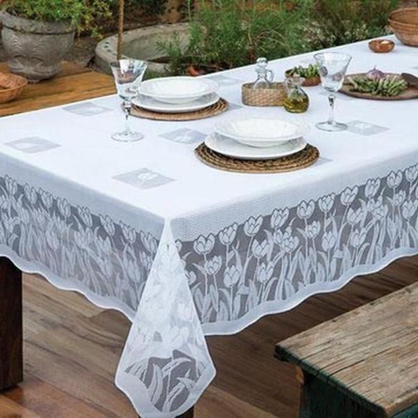 Toalha De Mesa Com Transfer Tulipa 1,60M X 1,60M Branco - Vilela Enxovais Imagem de Toalha De Mesa Com Transfer Tulipa 1,60M X 1,60M Branco