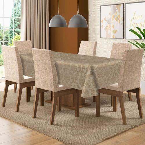 Imagem de Toalha De Mesa De 4 Lugares Tecido Jacquard - Bege