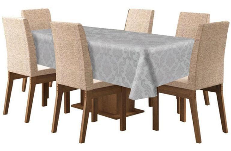 Imagem de Toalha De Mesa De 4 Lugares Tecido Jacquard - Cinza