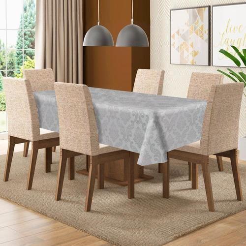 Imagem de Toalha De Mesa De 4 Lugares Tecido Jacquard - Cinza