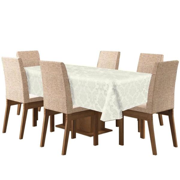 Imagem de Toalha De Mesa De 4 Lugares Tecido Jacquard - Marfim