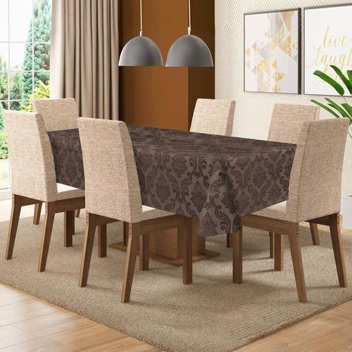 Imagem de Toalha De Mesa De 4 Lugares Tecido Jacquard - Marrom