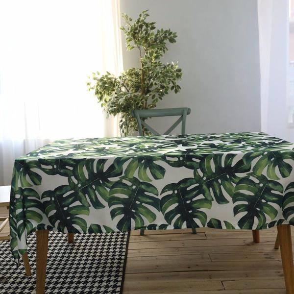 Imagem de Toalha de mesa de marca moderna Green Leaf Poliéster Algodão 60cm