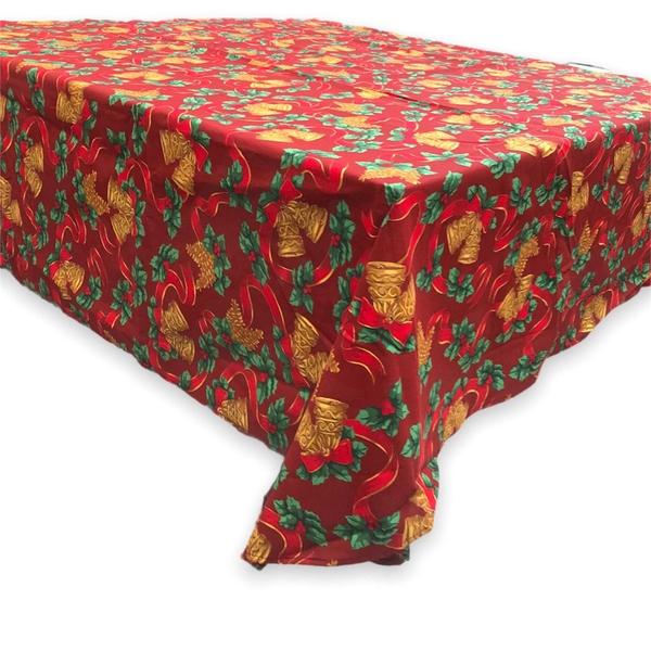 Imagem de Toalha de Mesa de Natal Estampada Quadrada em Algodão 1,40m