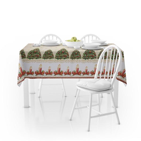 Imagem de Toalha de Mesa de Natal Estampada Retangular 6 Cadeiras em Oxford 2,10x1,40m 04