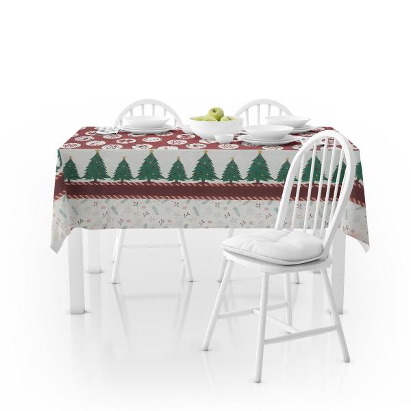 Imagem de Toalha de Mesa de Natal Estampada Retangular 6 Cadeiras em Oxford 2,10x1,40m 05