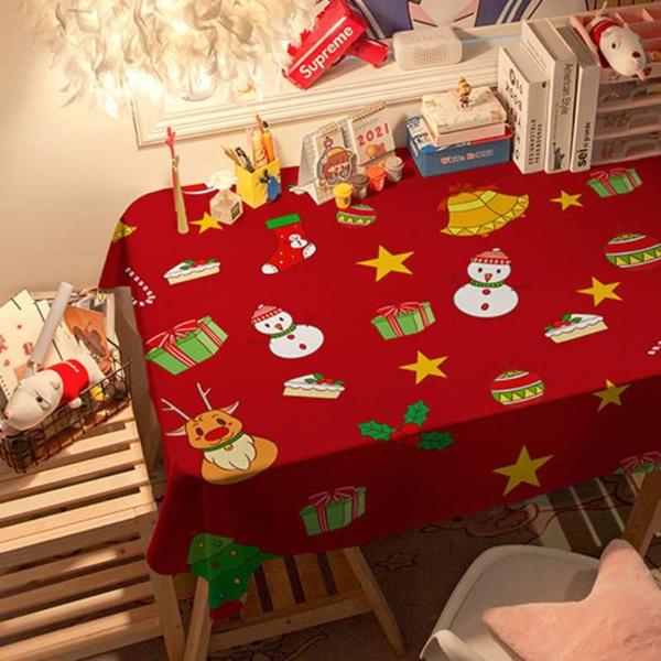 Imagem de Toalha de mesa de Natal, impermeável e resistente a manchas