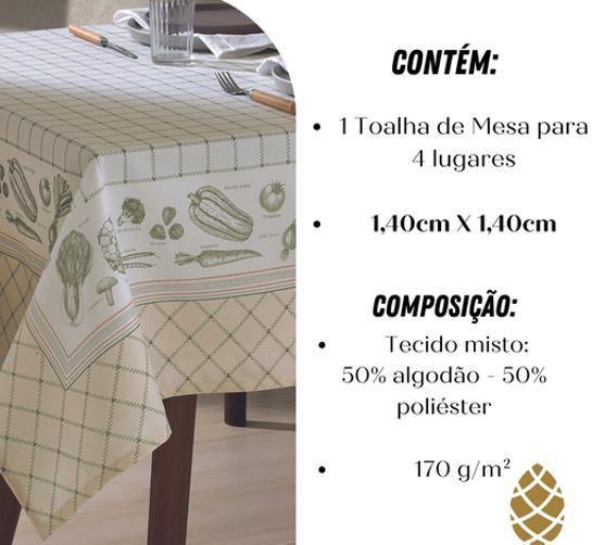 Imagem de Toalha De Mesa Dohler 4 Lugares 140X140 Renova Quadrada