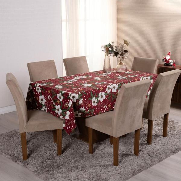 Imagem de Toalha de Mesa Estampada 8 Lugares Tecido Oxford 2,50 x 1,45m Natal