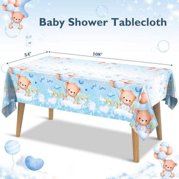 Toalha de mesa FLUBARE Teddy Bear Baby Shower, pacote com 3, 137 x 274 cm, azul Imagem de Toalha de mesa FLUBARE Teddy Bear Baby Shower, pacote com 3, 137 x 274 cm, azul