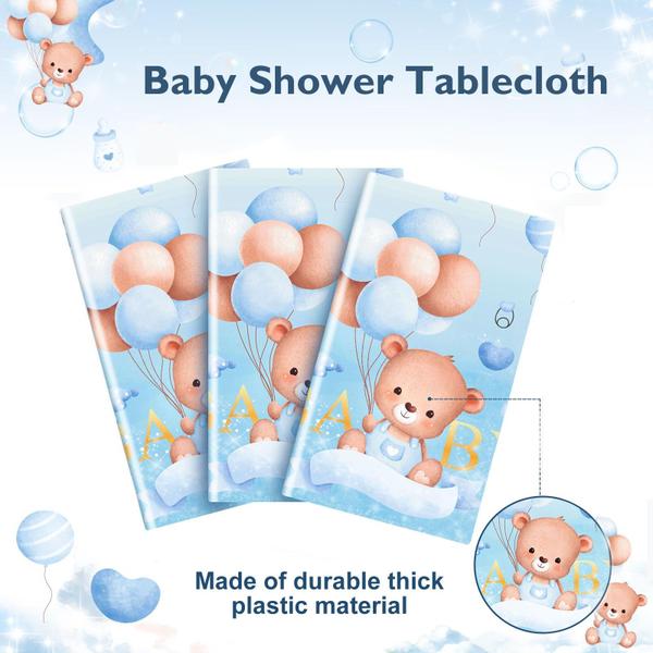 Toalha de mesa FLUBARE Teddy Bear Baby Shower, pacote com 3, 137 x 274 cm, azul Imagem de Toalha de mesa FLUBARE Teddy Bear Baby Shower, pacote com 3, 137 x 274 cm, azul