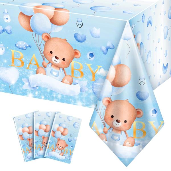 Toalha de mesa FLUBARE Teddy Bear Baby Shower, pacote com 3, 137 x 274 cm, azul Imagem de Toalha de mesa FLUBARE Teddy Bear Baby Shower, pacote com 3, 137 x 274 cm, azul