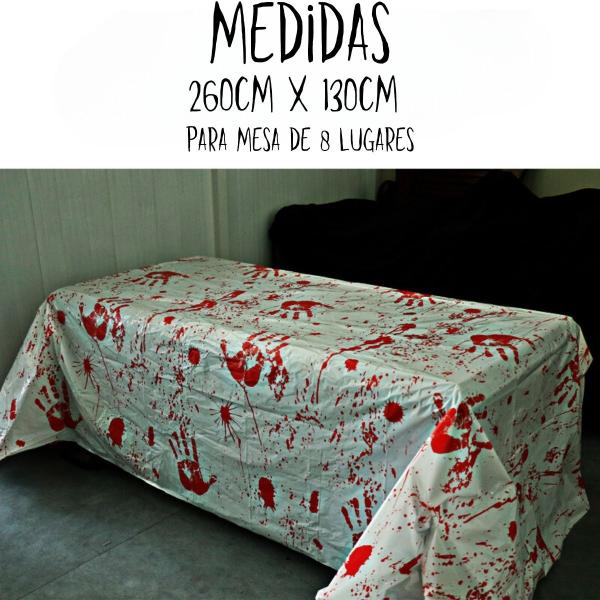 Imagem de Toalha de Mesa Halloween Sangue 1,3x2,6m Estampada 8 Lugares