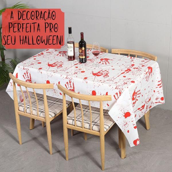 Imagem de Toalha de Mesa Halloween Sangue 1,3x2,6m Estampada 8 Lugares