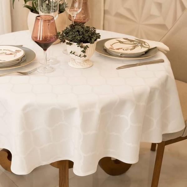 Imagem de Toalha De Mesa Impermeável 4 A 6 Lugares 1,70m Redonda Jacquard