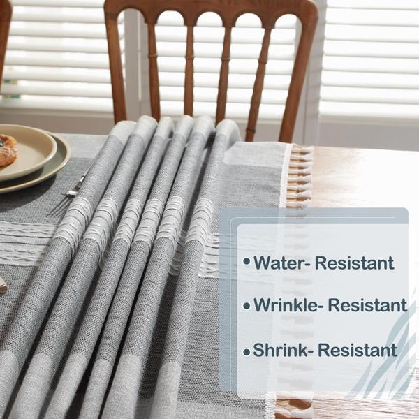 Toalha de mesa impermeável Laolitou Grey Stripes Retangle 140x26 Imagem de Toalha de mesa impermeável Laolitou Grey Stripes Retangle 140x26