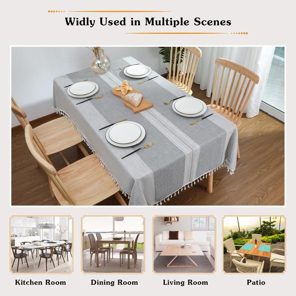 Toalha de mesa impermeável Laolitou Grey Stripes Retangle 140x26 Imagem de Toalha de mesa impermeável Laolitou Grey Stripes Retangle 140x26