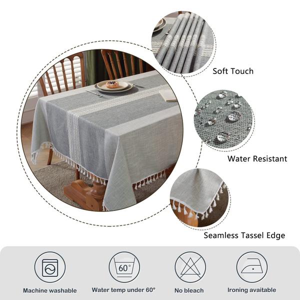 Toalha de mesa impermeável Laolitou Grey Stripes Retangle 140x26 Imagem de Toalha de mesa impermeável Laolitou Grey Stripes Retangle 140x26