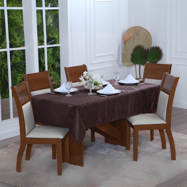 Imagem de Toalha De Mesa Jacquard 4 Lugares Quadrada Tecido Detalhado