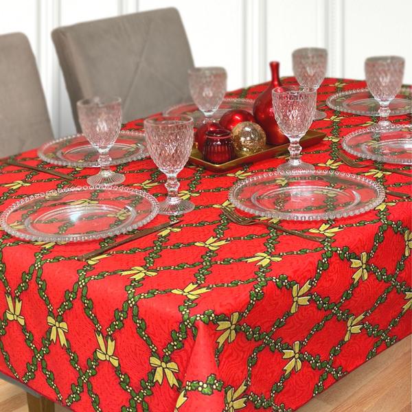 Imagem de Toalha de Mesa Jacquard Estampada Natal Natalina Papai Noel