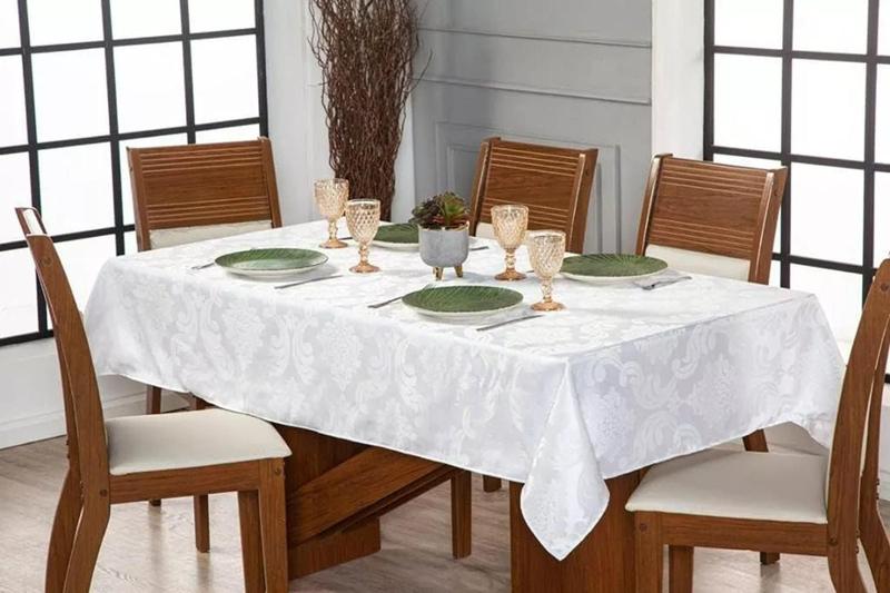 Imagem de Toalha de mesa jacquard retangular 6 lugares jacard