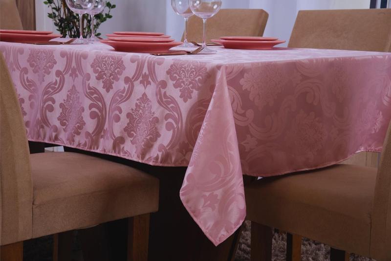 Imagem de Toalha De Mesa Jacquard Rosa 6 Lugares 1,35x2,00