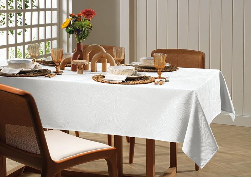 Imagem de Toalha de Mesa Karsten Sempre Limpa Herbare 8 Lugares Branco