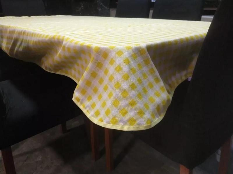 Toalha de Mesa Lindas Estampas Viva 2,20x1,50 Amarelo Xadrez - AmoeShop Imagem de Toalha de Mesa Lindas Estampas Viva 2,20x1,50 Amarelo Xadrez