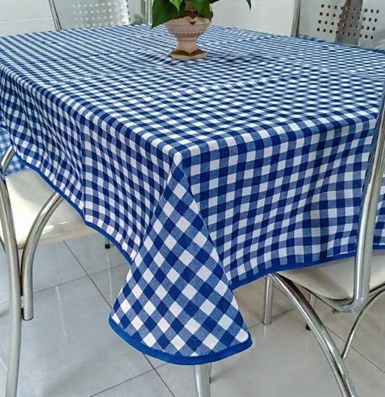 Imagem de Toalha de Mesa Lindas Estampas Vivas 0,75 x 0,75 Azul Xadrez