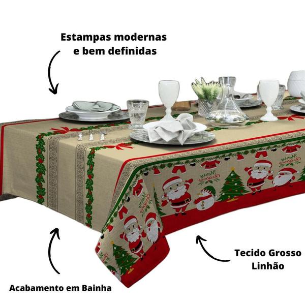 Imagem de Toalha de Mesa Linhão Retangular 6 Lugares Natal 1,40 x 2,10