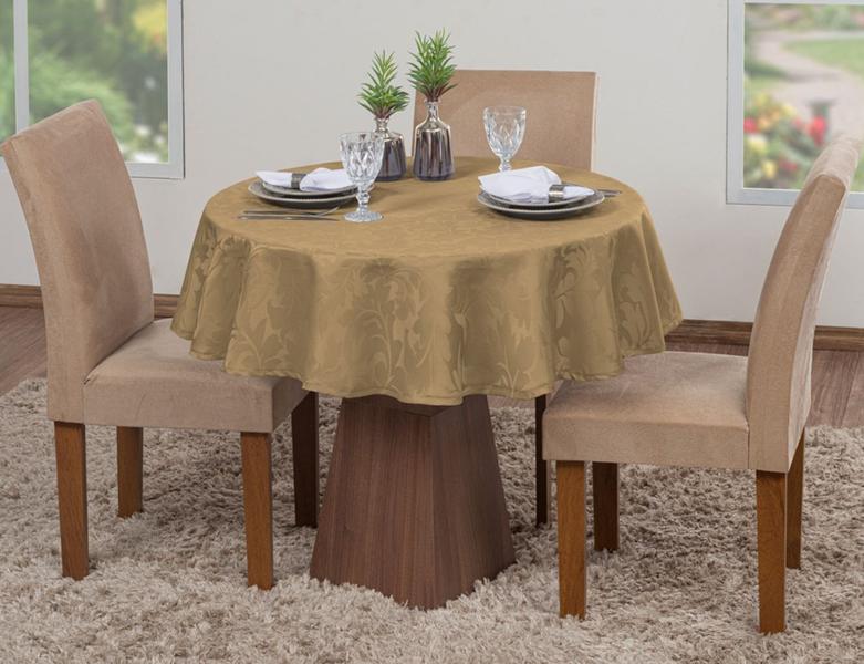 Toalha De Mesa Luxo Redonda Sala Jantar Jacquard 4 Lugares - Raga Decorações Imagem de Toalha De Mesa Luxo Redonda Sala Jantar Jacquard 4 Lugares